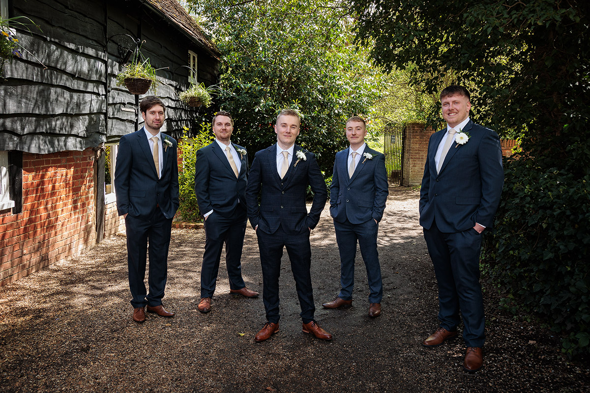 groomsmen group photo at Barton's Mill